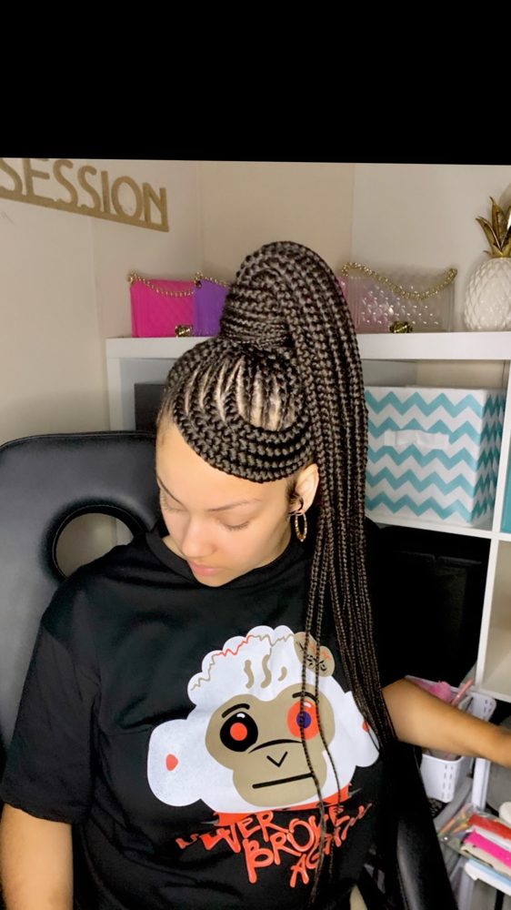 Med Braided Swoop Ponytail