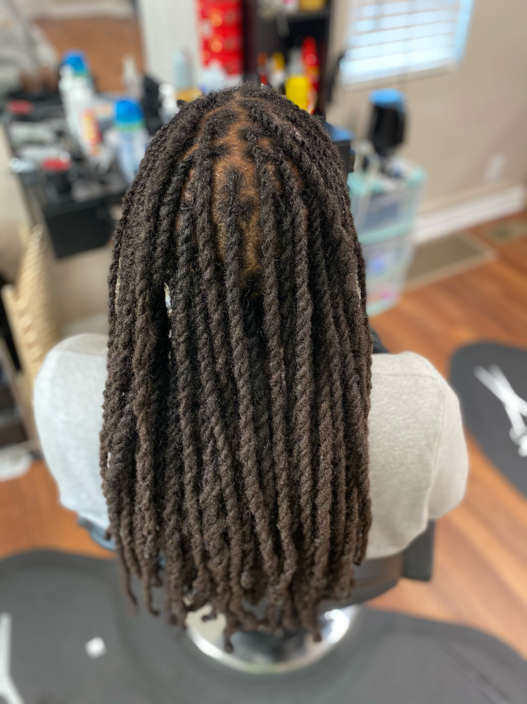 Loc Retwist With 2 Strand long Hair