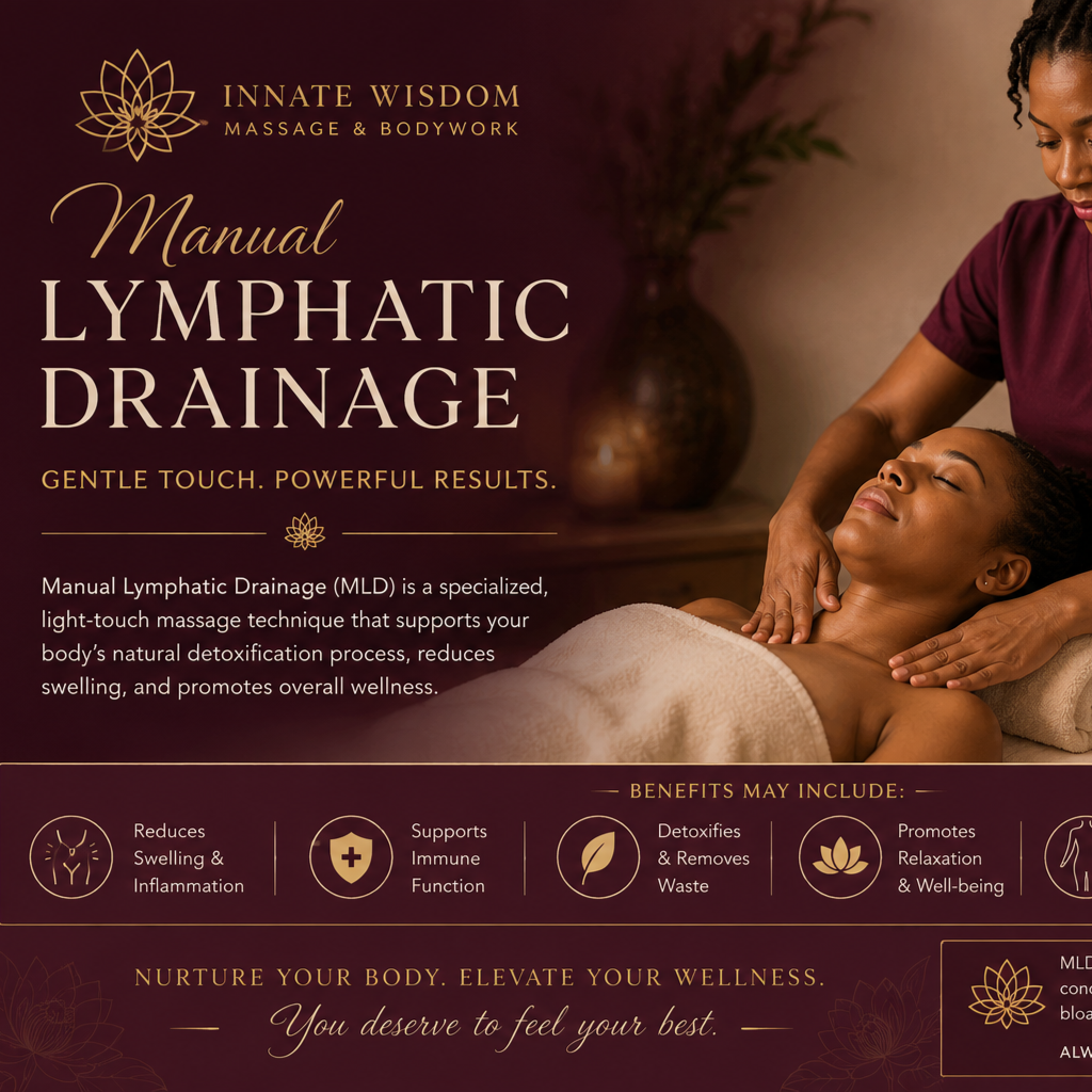 60 min. Manual Lymphatic Drainage at Innate Wisdom Massage and Bodywork in Desoto, TX