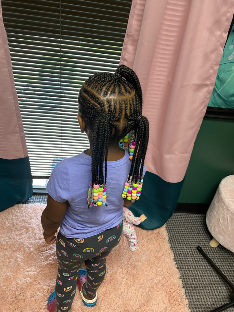 Kids Cornrows With Weave added