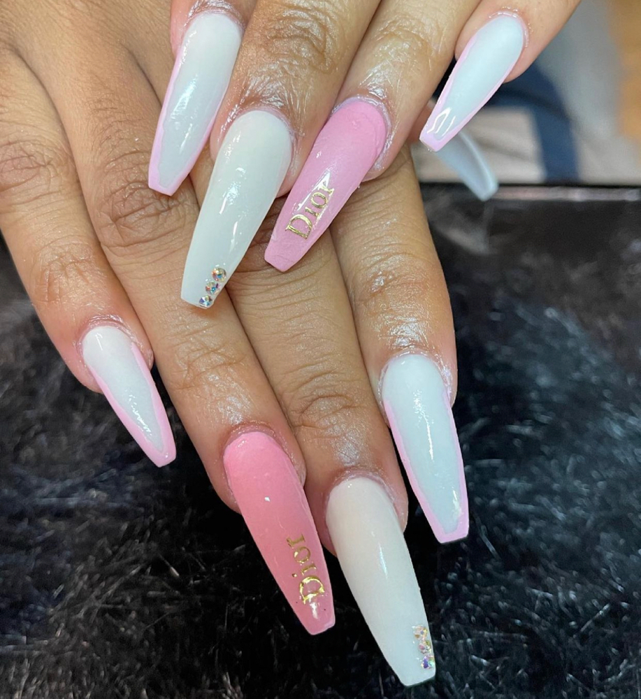Acrylic W/gel polish  (med/long)