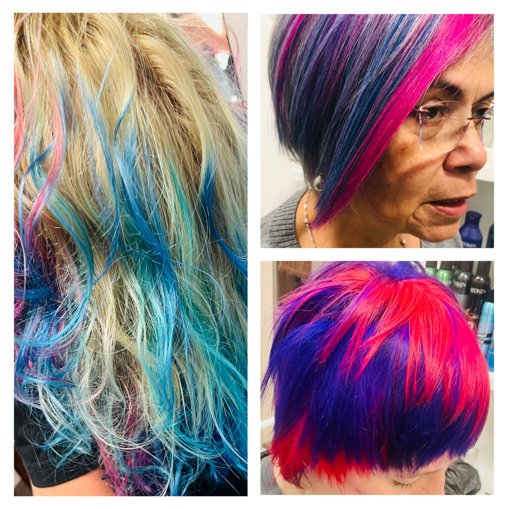 Fantasy hair color transformation