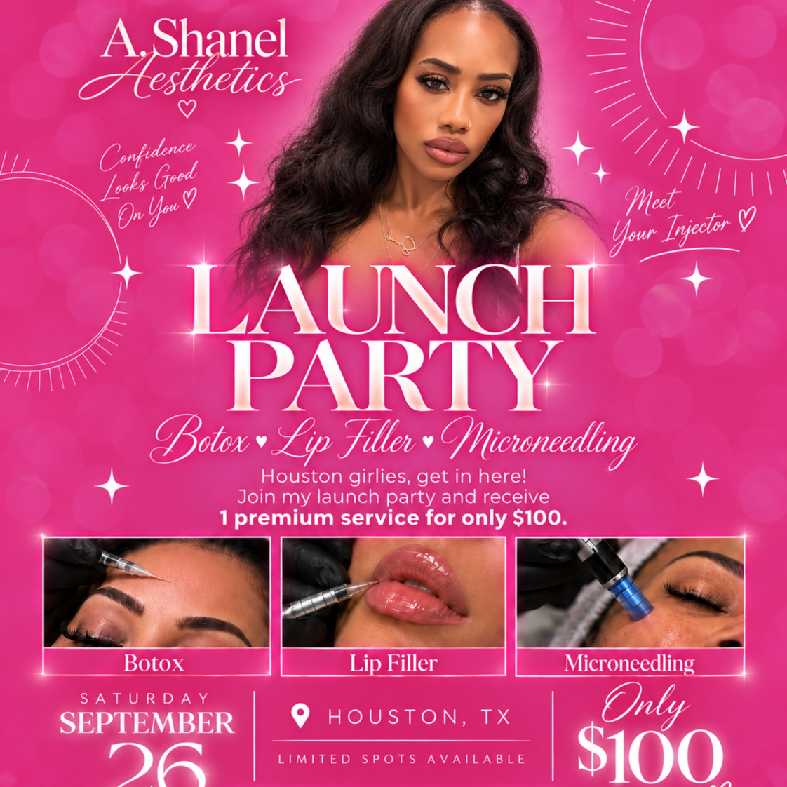 Lip Filler Launch Party Model at A. Shanel Aesthetics in Houston, TX