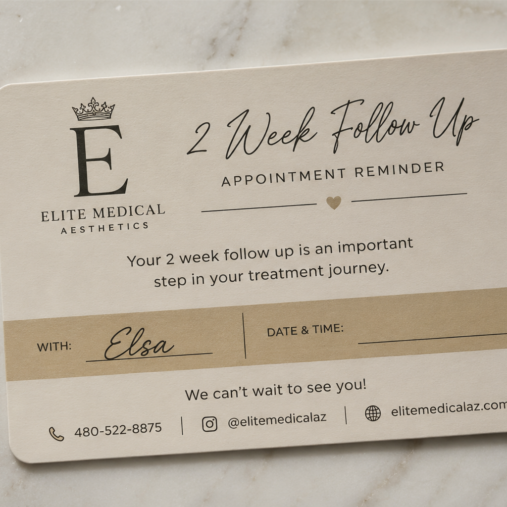 2 week follow up at Elite Medical Aesthetics PLLC in Tempe, AZ