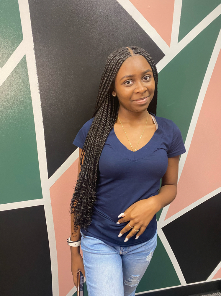 Small Feed In W/Box Braids Waist