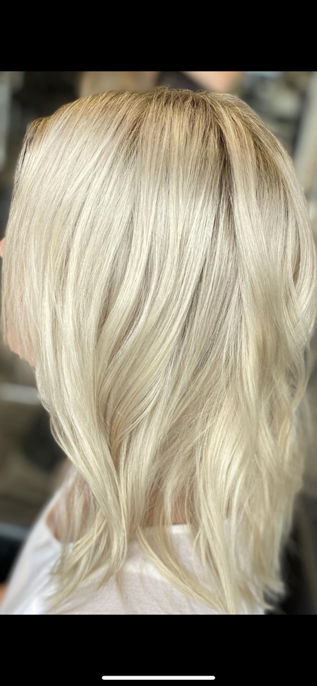 Double Process Blonde With Haircut