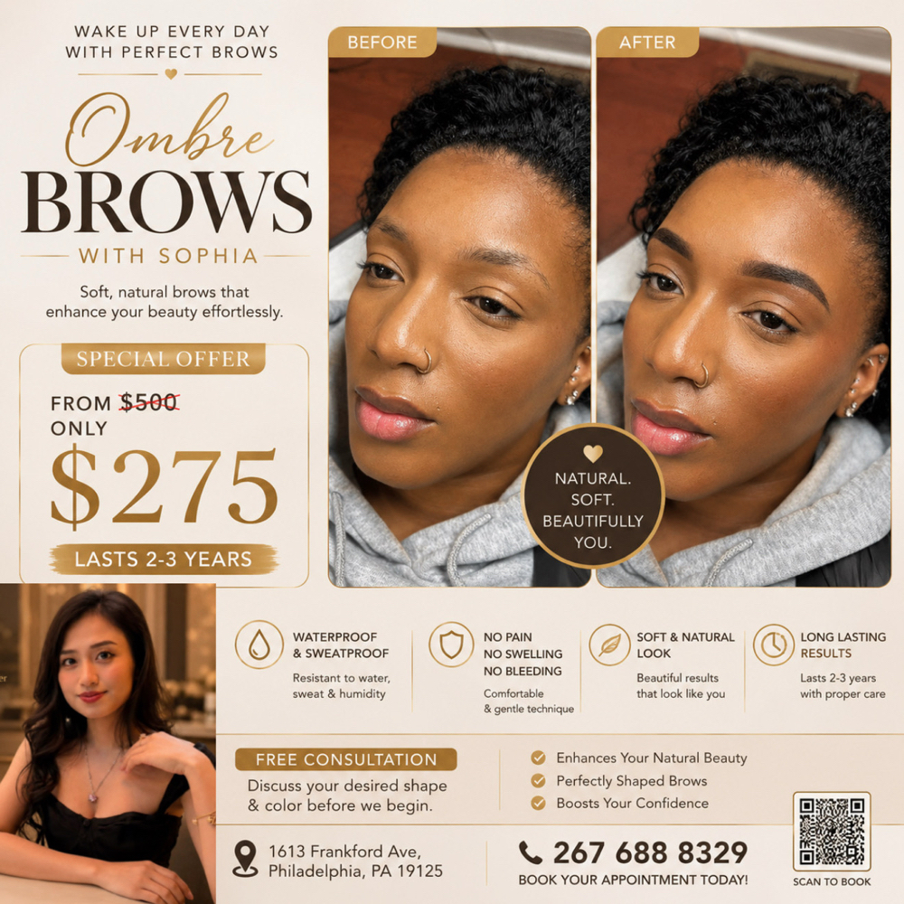 Ombre Brow Deal $275 (REG $500) at Bee Beauty in Philadelphia, PA