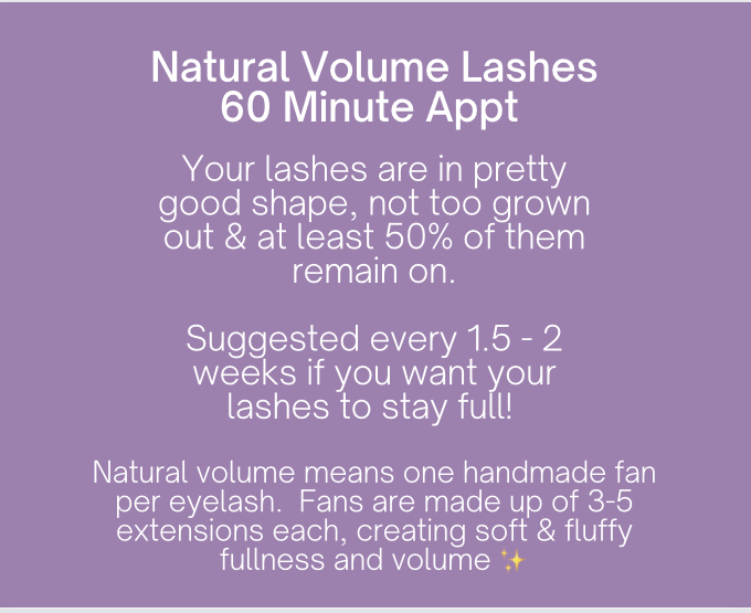 Natural Volume Lashes * 60 minutes