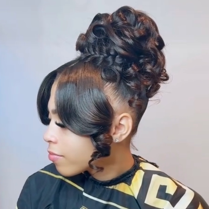 Pin curl ponytail Hair included at Laced Beauty in Verona, PA