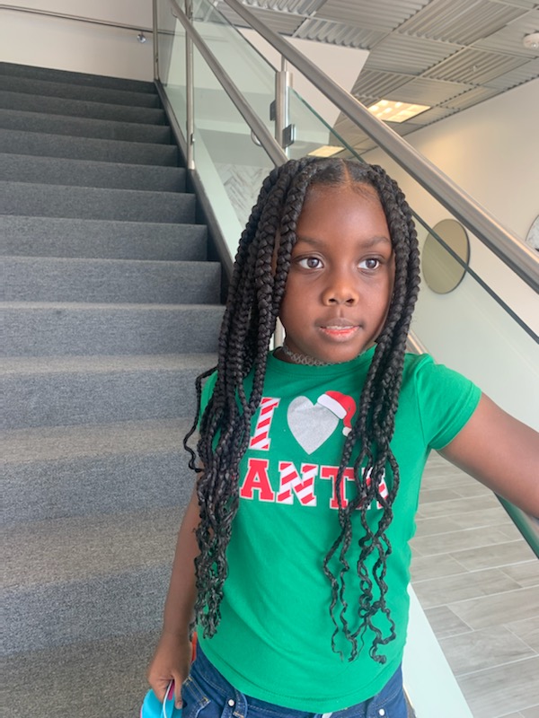 Kids Knotless Large at Josephine's Girls Hair Studio💜🦋 in Houston, TX