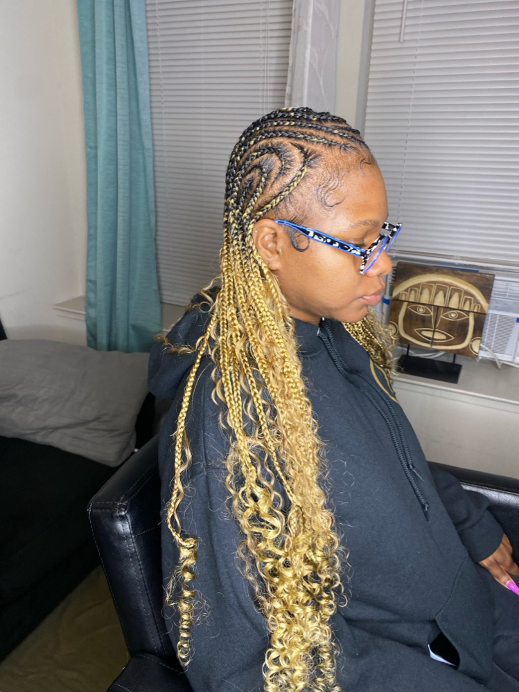 Freestyle Cornrows With Curls