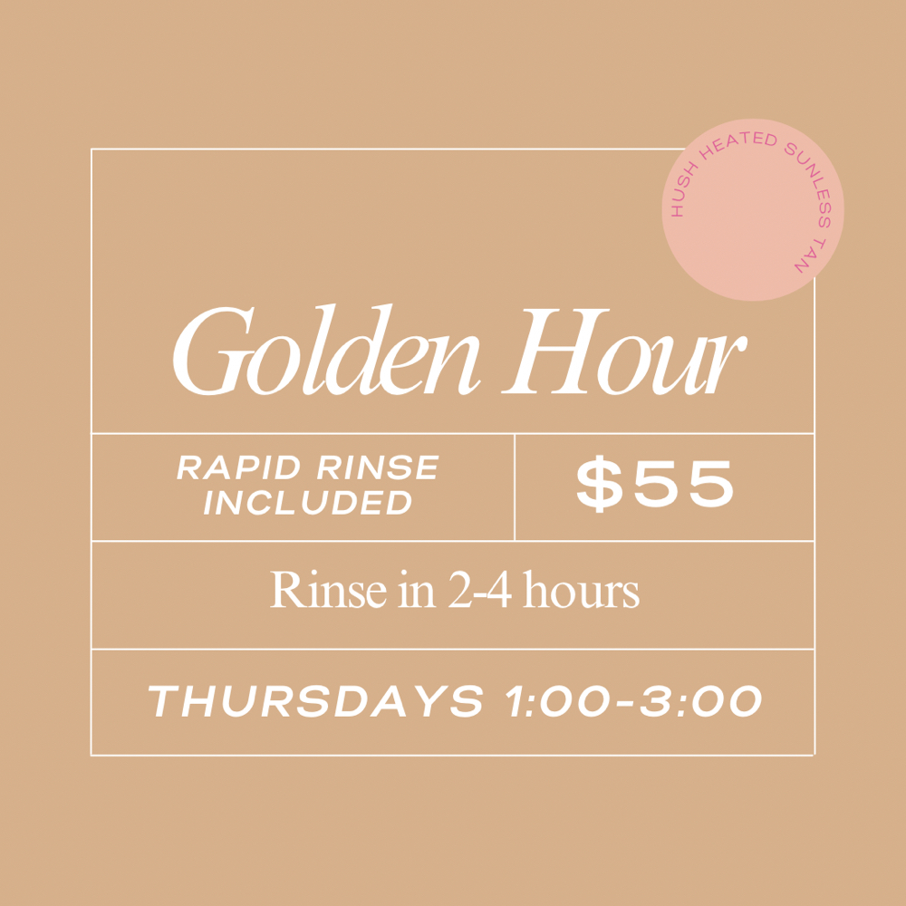 Thursday Special 1:00-3:00 Only at Hush Heated Sunless Tan in United States