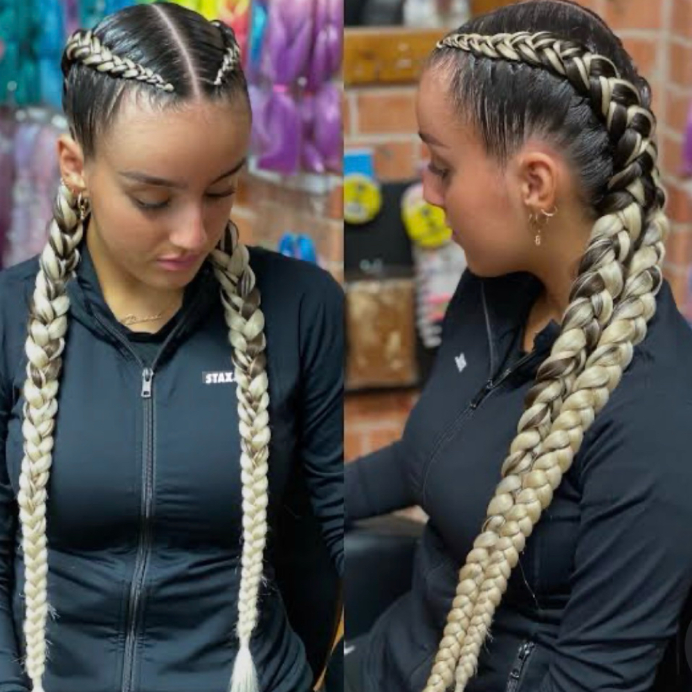 2 Dutch Braids No Hair added at Crown and Glory Studio in Reno, NV
