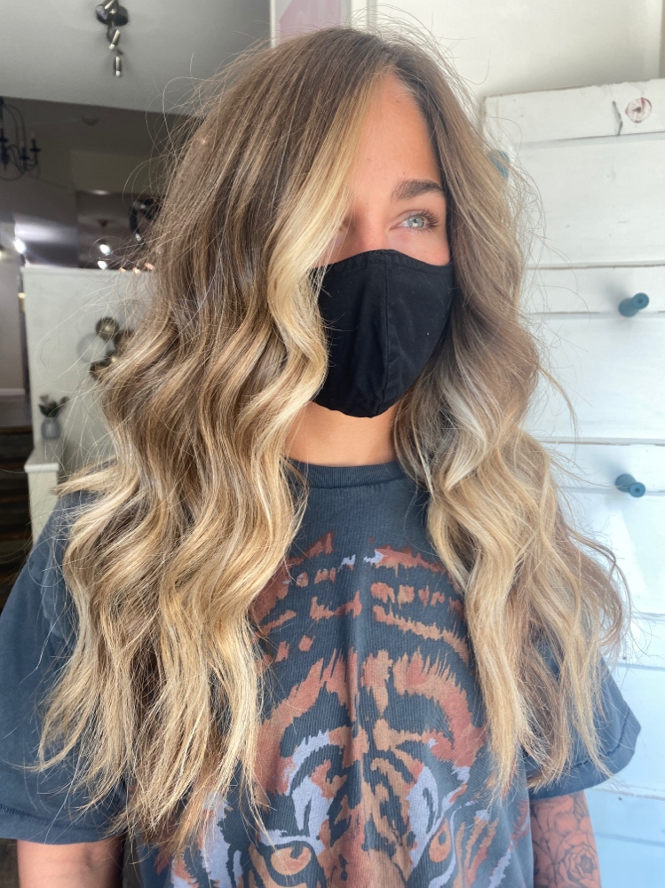 Partial Blonding With Blow Dry