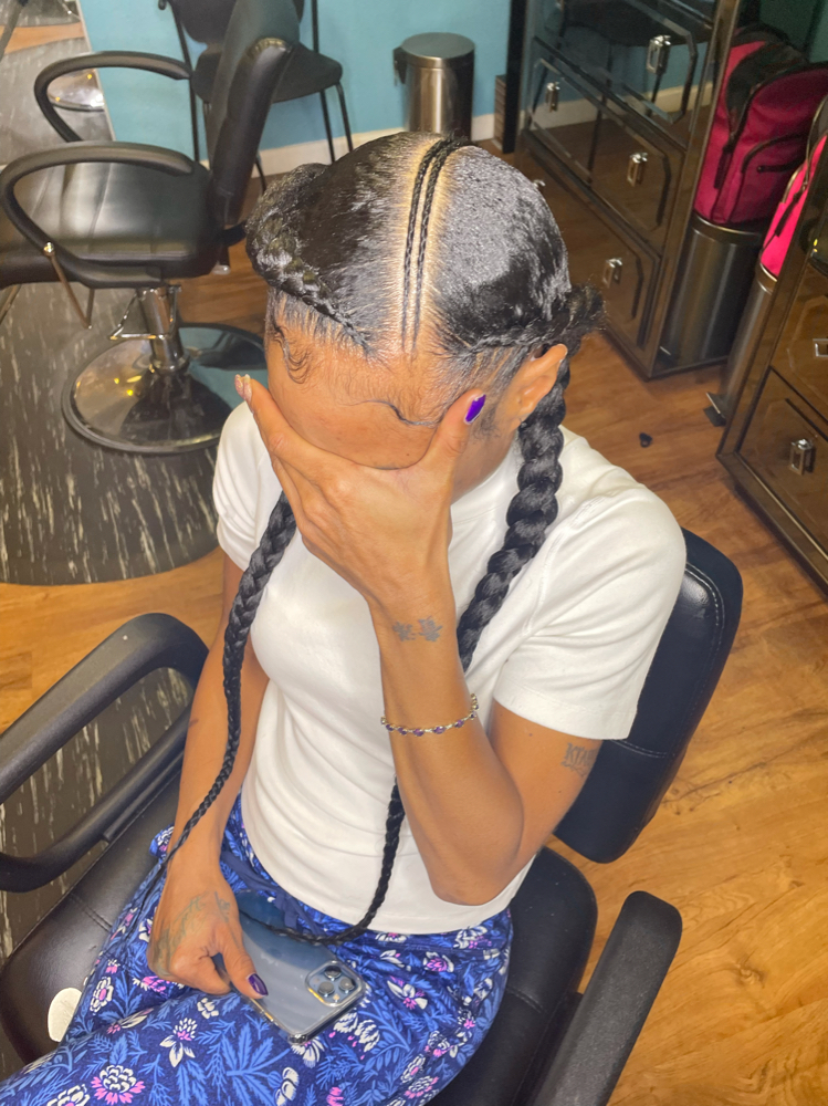 2 Braids With Mini Braids at Drea’s hair design in Oakland, CA