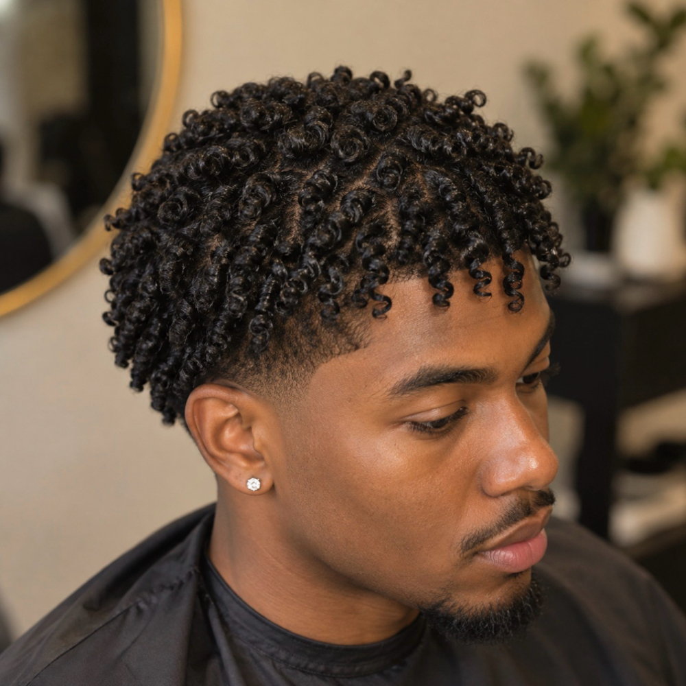 Men’s Finger Coils at AV Curly Hair Studio in New Brunswick, NJ