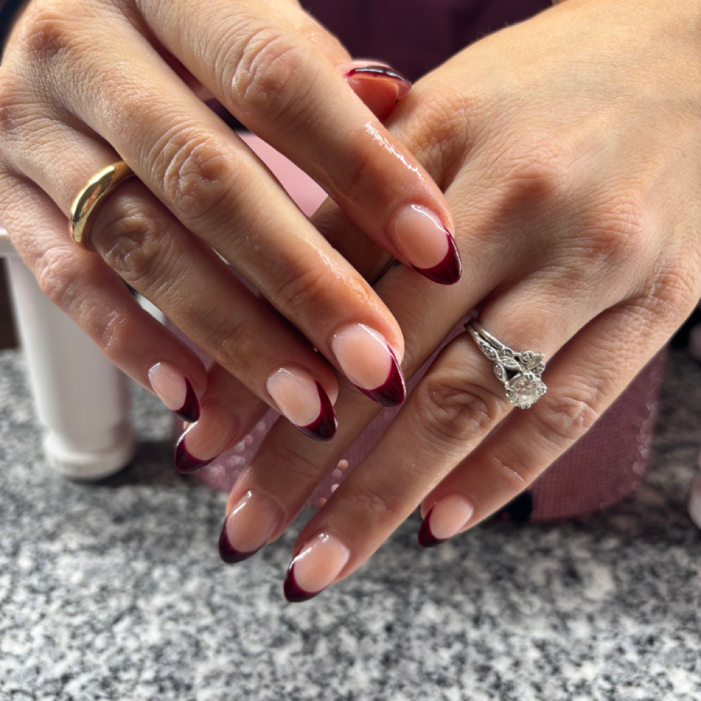 Full Set Acrylic Full French Tips at Aspasia Salon in Saint Charles, MN