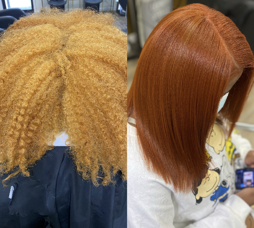 Silk Press & Color (lightening)
