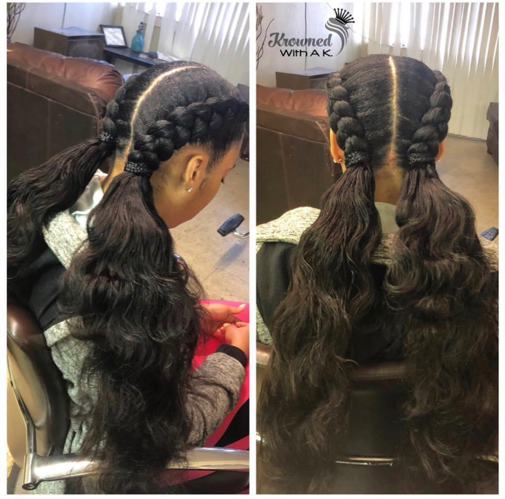 2 feed Ins w/ Ponytail Ends