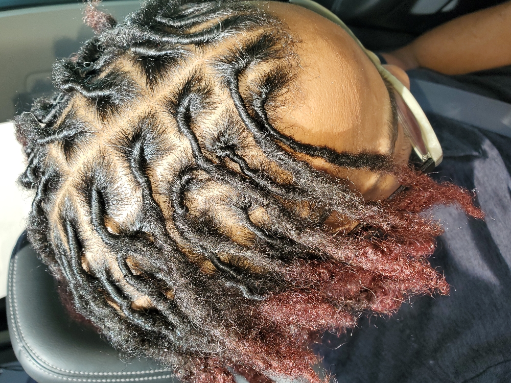 Loc Style With Color Ends at Josephine's Girls Hair Studio💜🦋 in Houston, TX