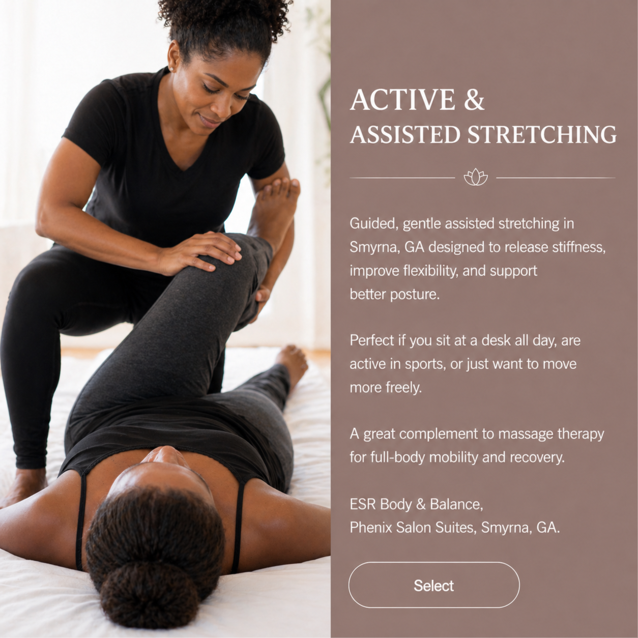 Active & Assisted Stretching at ESR Body & Balance in Smyrna, GA