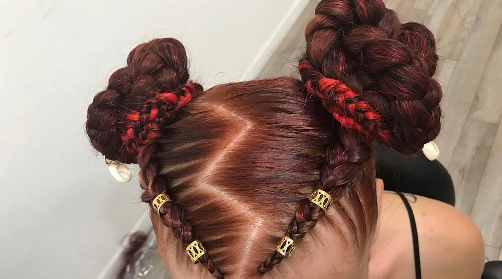 2 Fun Buns With 4 Feed In Braids