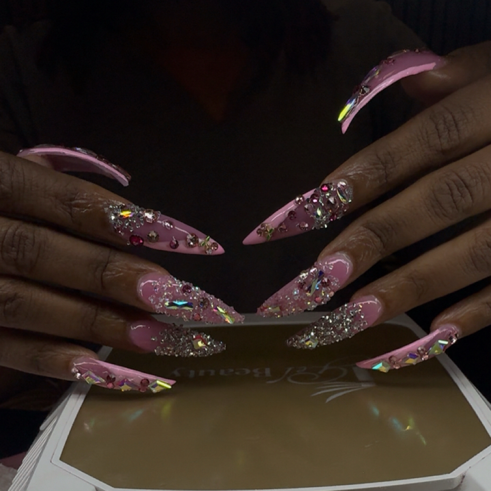 XL Acrylic W/ Bling at Emerald Aura Nails & Spa in Little Rock, AR