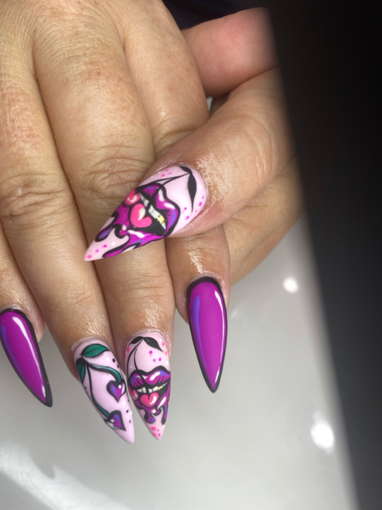 Long Almond Fill In Painted Design at Kat Klawzz in Little River, SC
