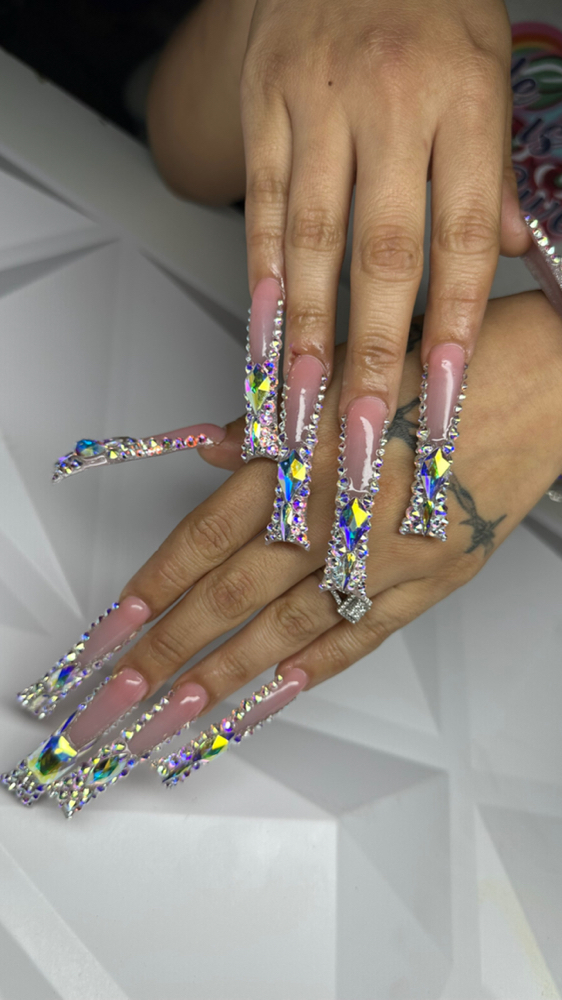 XXXLong Swarovski Bling French/vTip at ChantelBossynails in Charlotte, NC