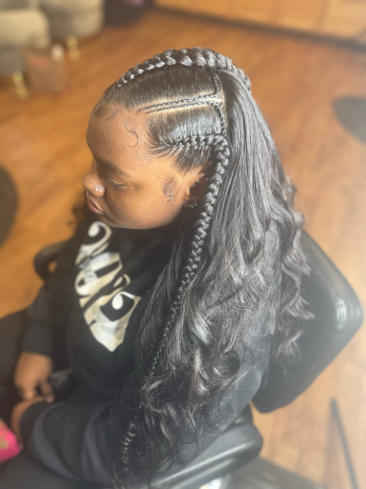 HALF BRAIDED (JUMBO) HALF DOWN at Drea’s hair design in Oakland, CA