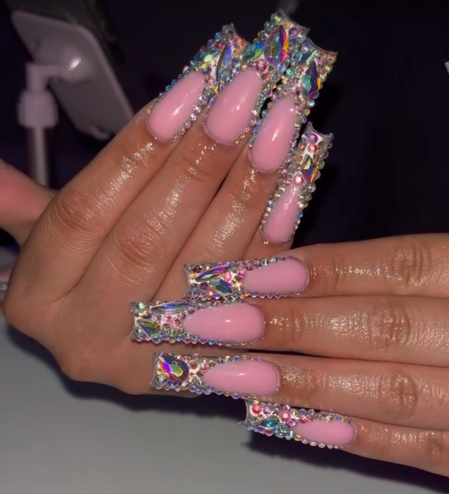 Blinged Out French Tip / Full Bling at Vnailography in Hemet, CA