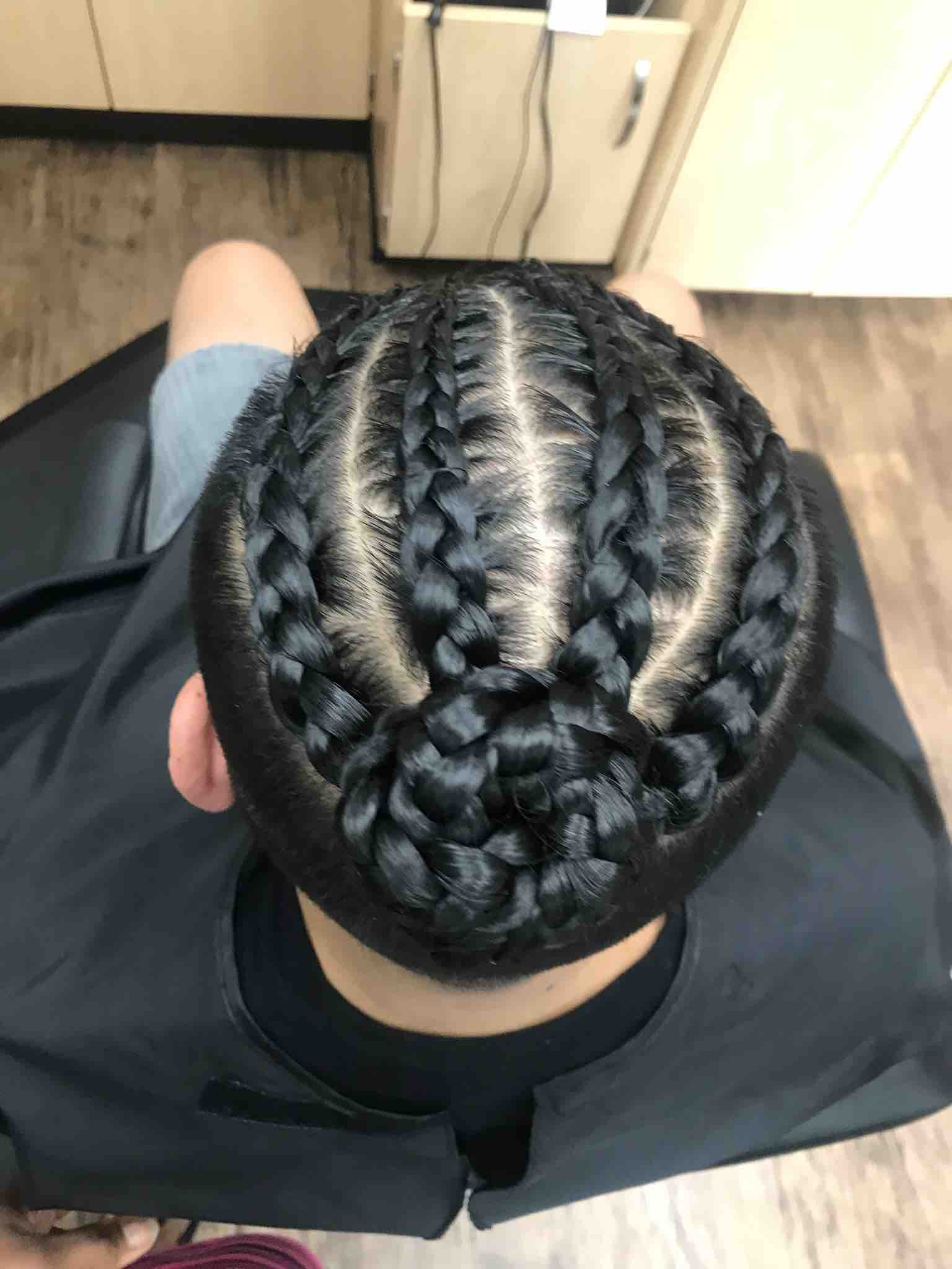 Male Bun 4 Braids