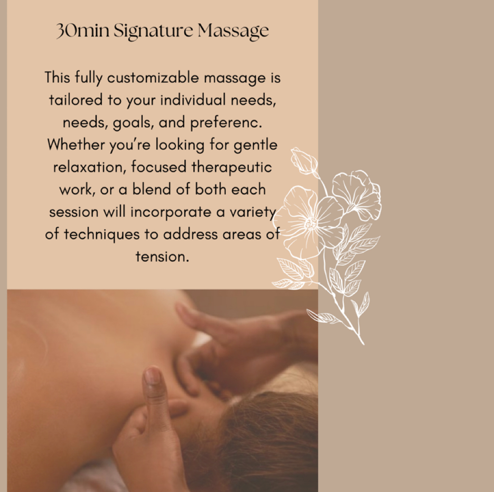 30min Signature Massage at Restorative Massage Spa in Greenwood, IN