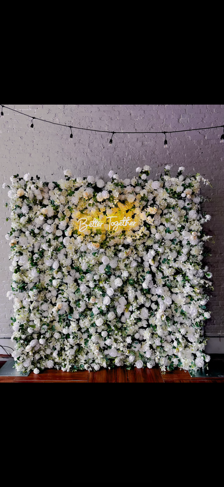 White Rose Flower Wall Rental