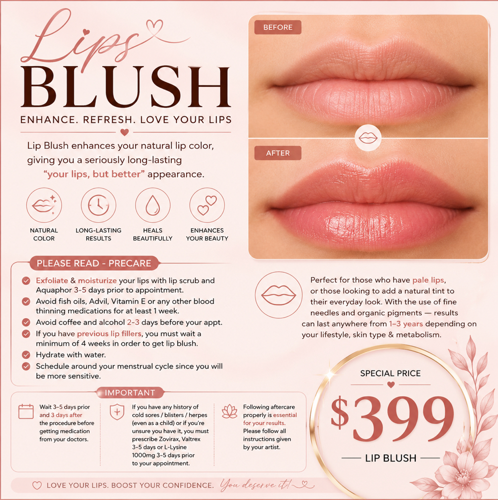 LIP BLUSH at Blink By Jenny lashes & brows studio in Jacksonville, FL