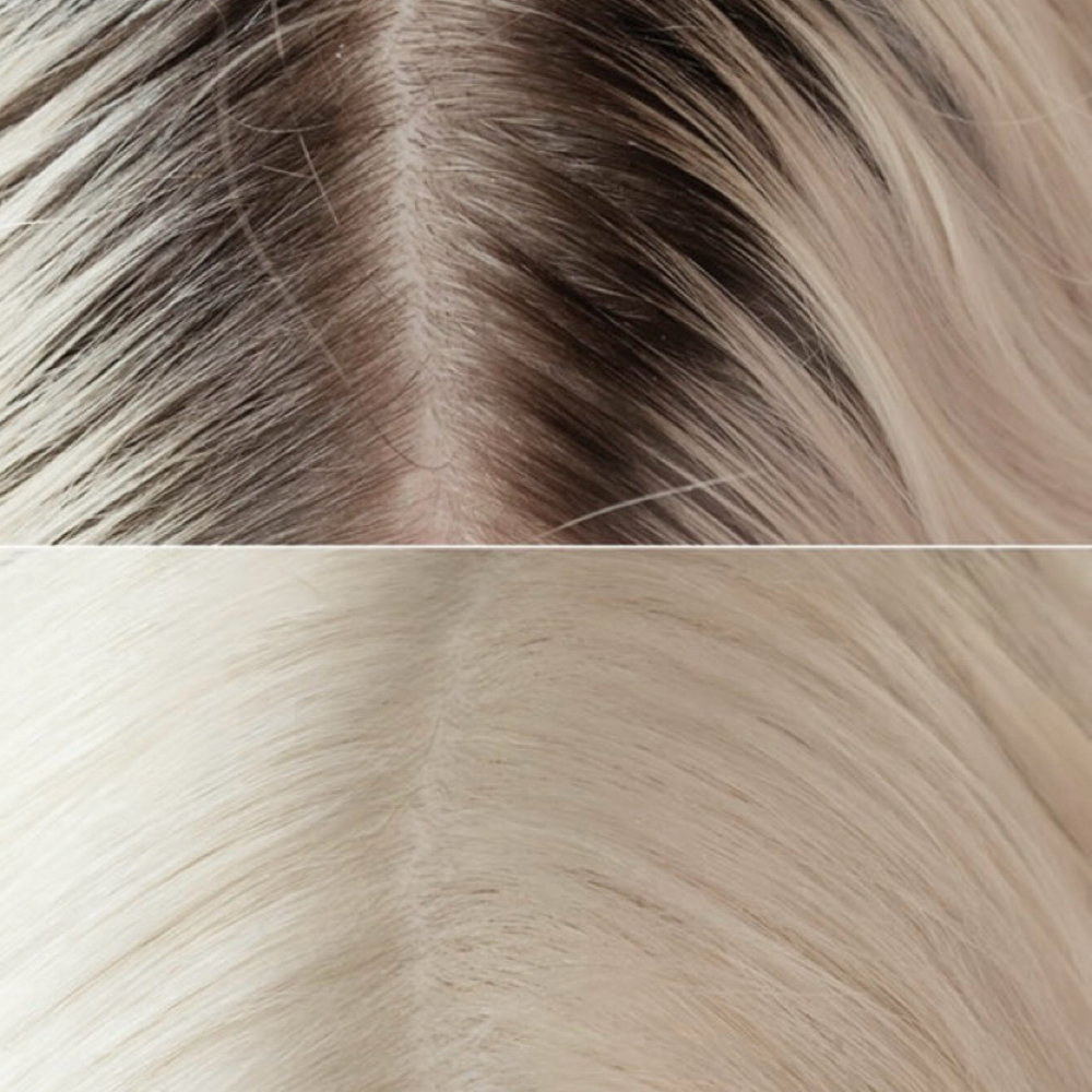 Bleach and tone roots only at Luxe Hair Lounge in brooklyn, NY