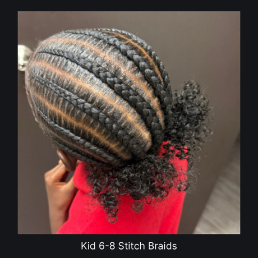 Kid Stitch braids 6-8 Braids at A Daye’s Journei Beauty Bar in DeSoto, TX