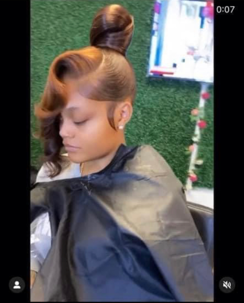 Sleeked Top Knot w/ Bang