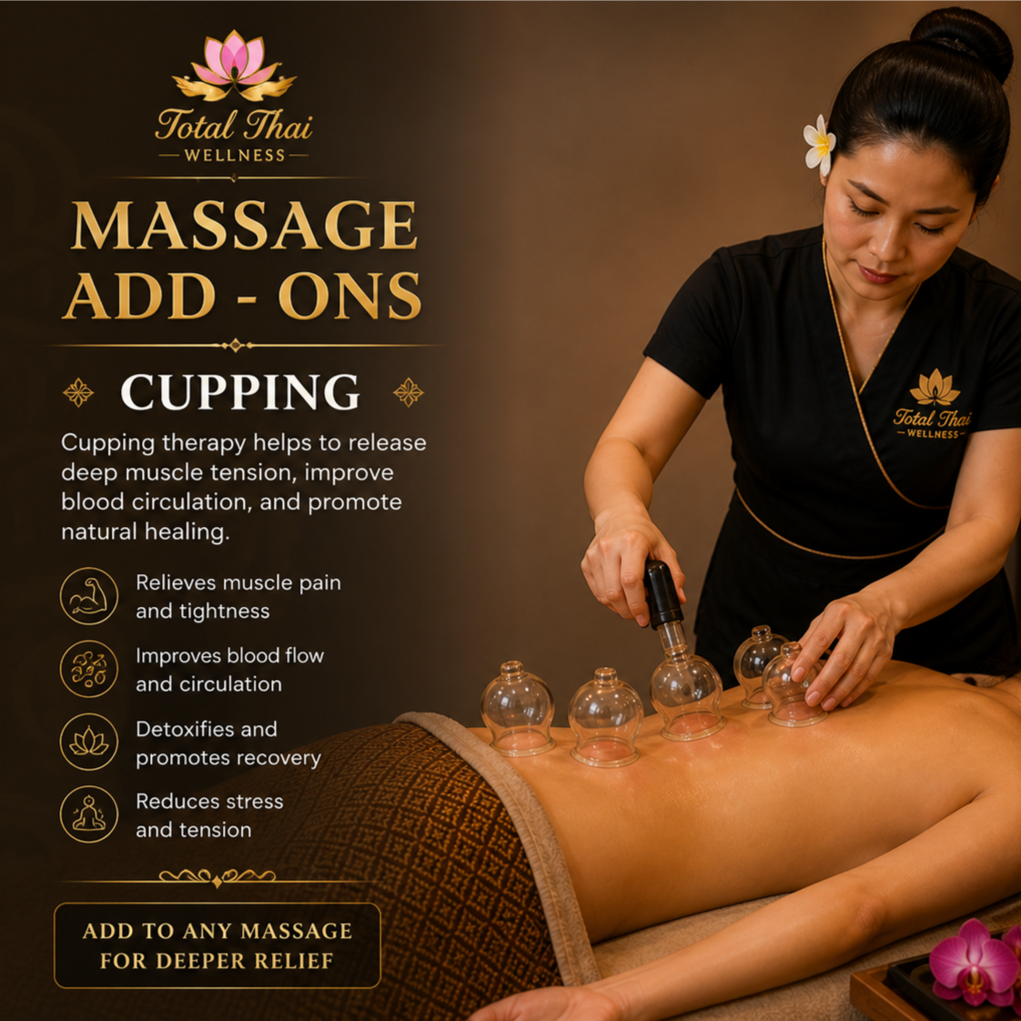 Massage Add - Ons Cupping at Total Thai Wellness in Martinez, GA