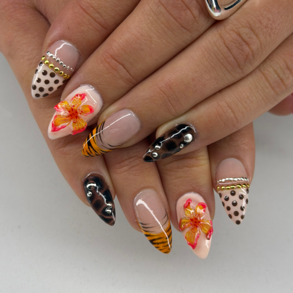 Custom designed Gel x Full set at Modern & Mane Salon in Denver, CO