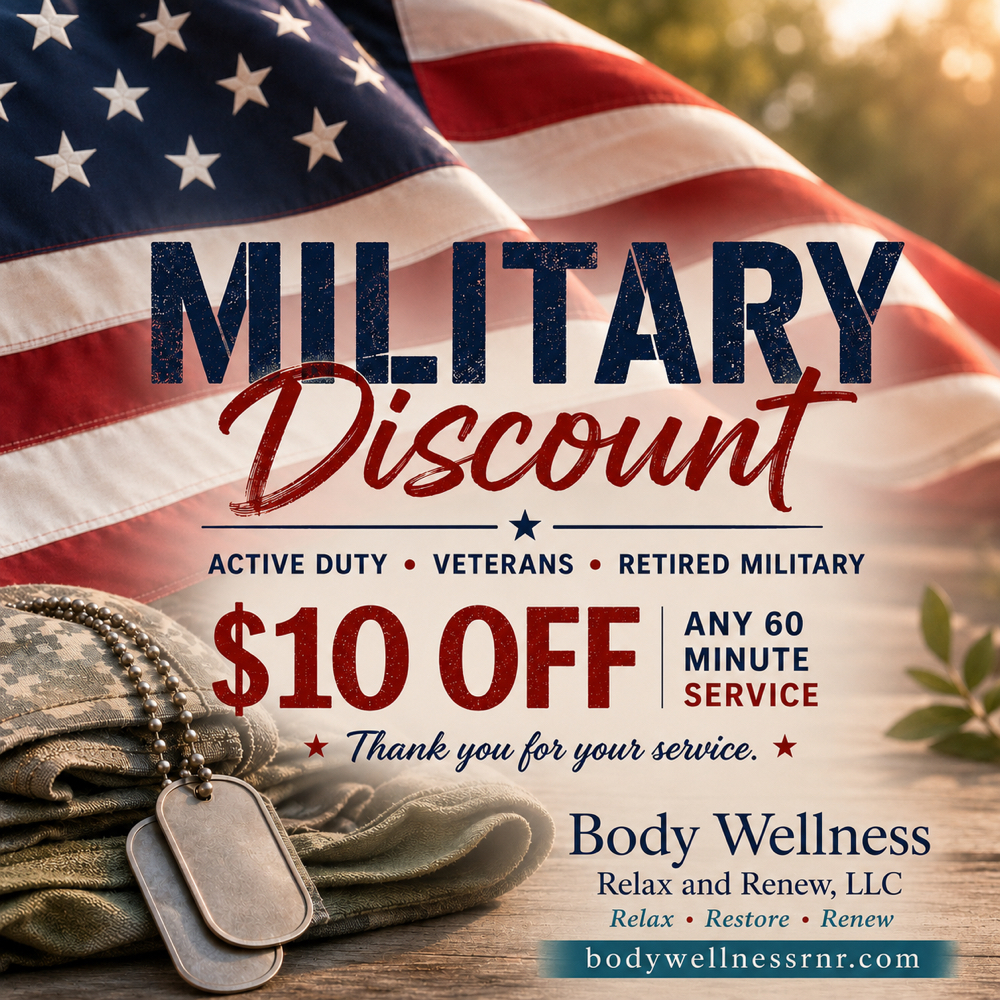 🇺🇸 Military Discount at Body Wellness Relax and Renew, LLC in Wesley Chapel, FL