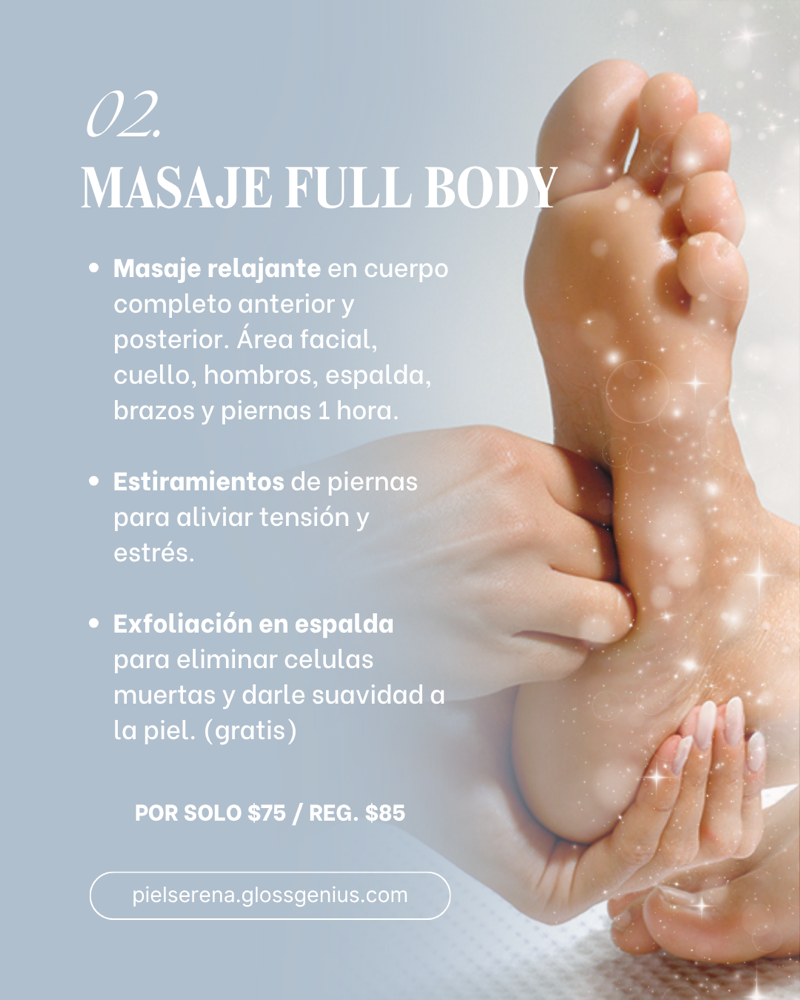 Masaje Relajante Full Body 1 hora
