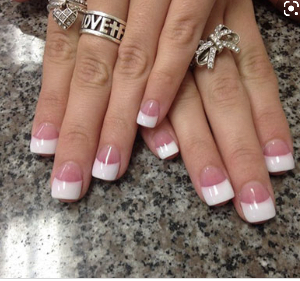 Pink and deals white solar nails