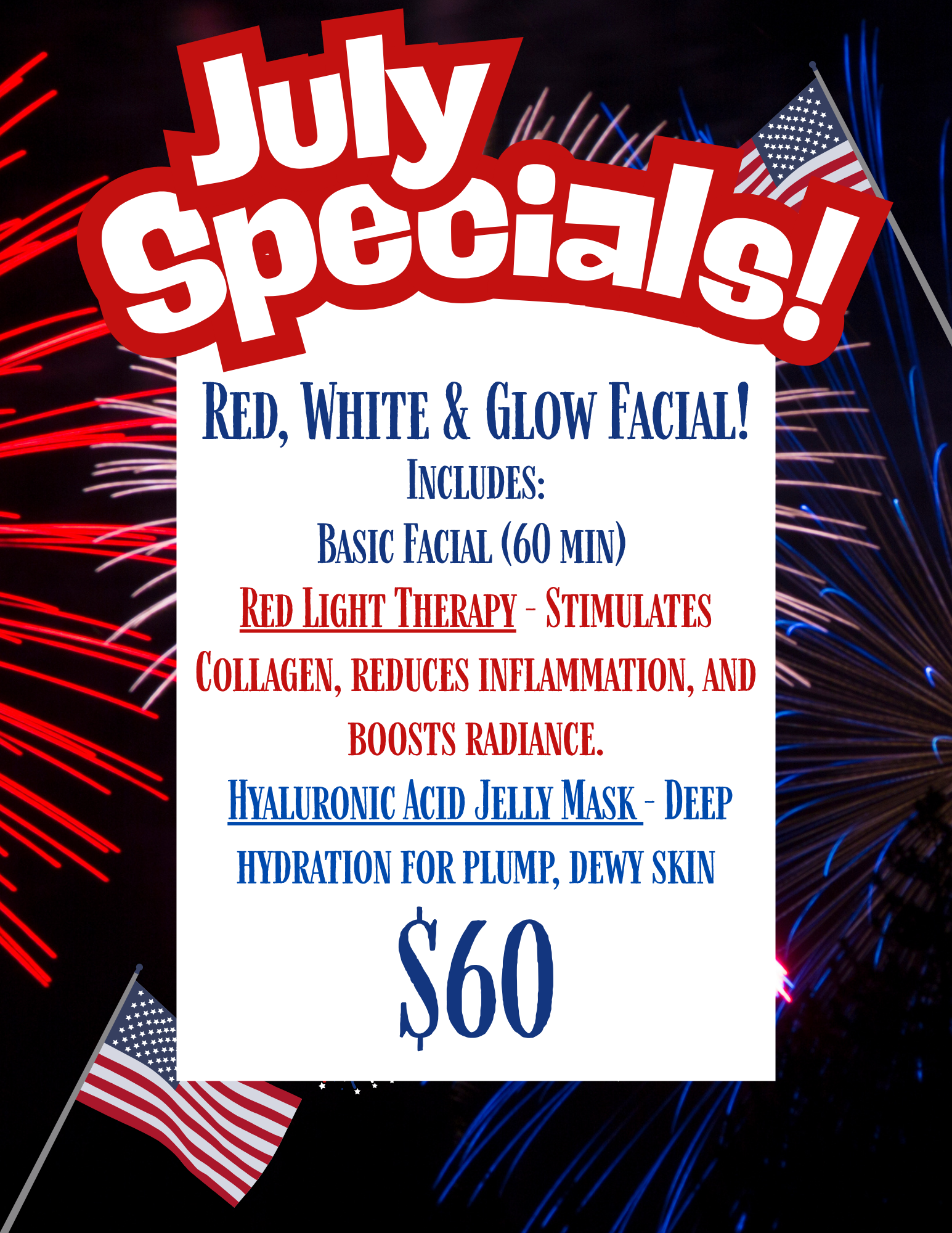 RED,WHITE & GLOW FACIAL