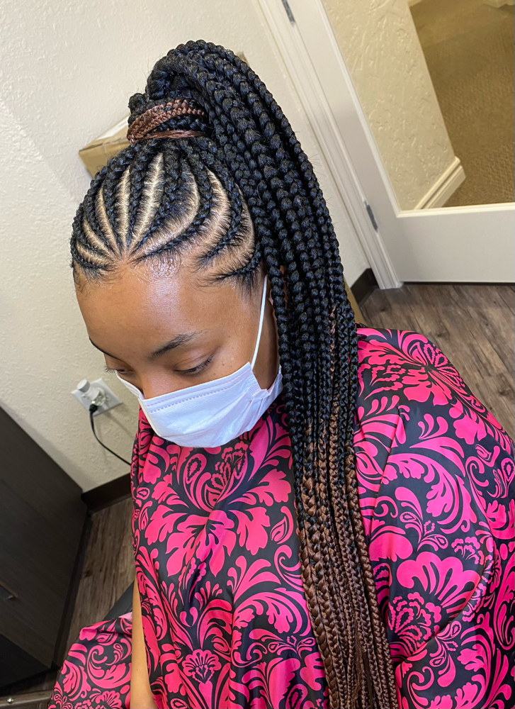 Medium Feed In Braids Ponytail