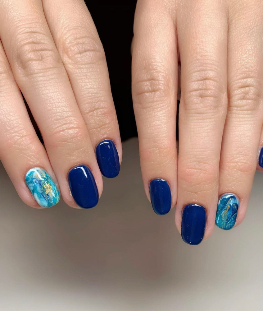 Gel Manicure with Simple Nail Art