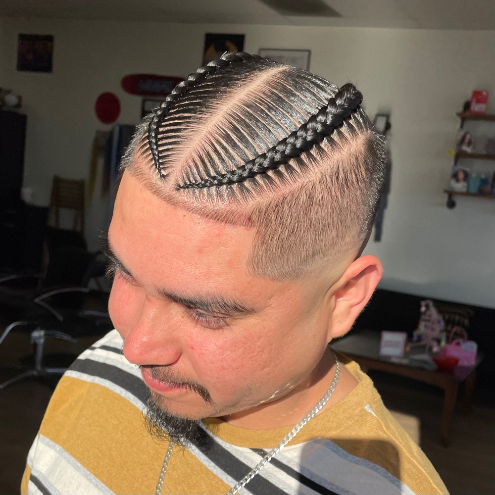 2 Straight Back Braids-Half Head