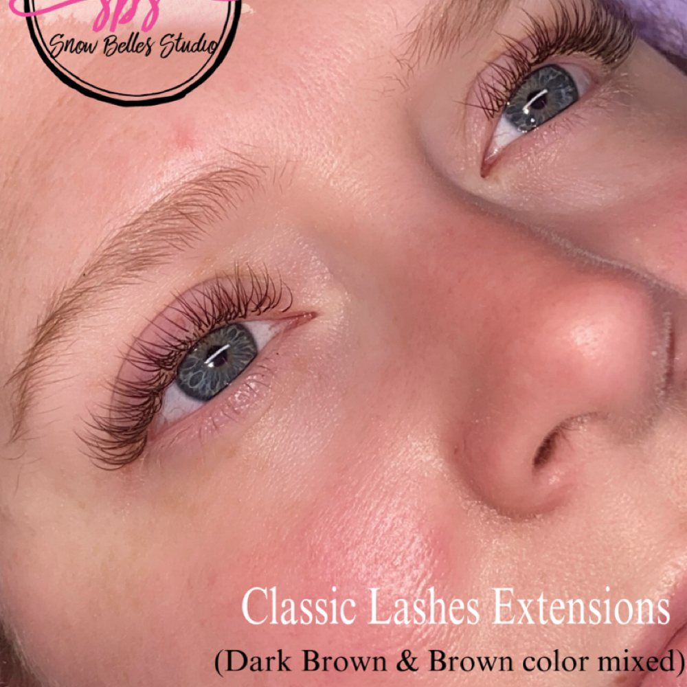 Brown Color Lashes Extensions at Snow Belles Studio-Luxury Beauty in Round Rock, TX