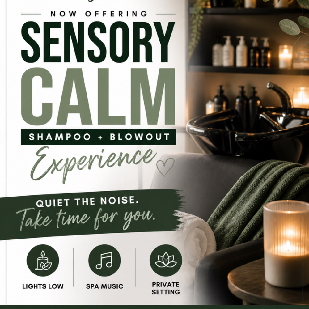 Sensory Calm Shampoo Blowout at MRG Beauty Bar in Fremont, OH