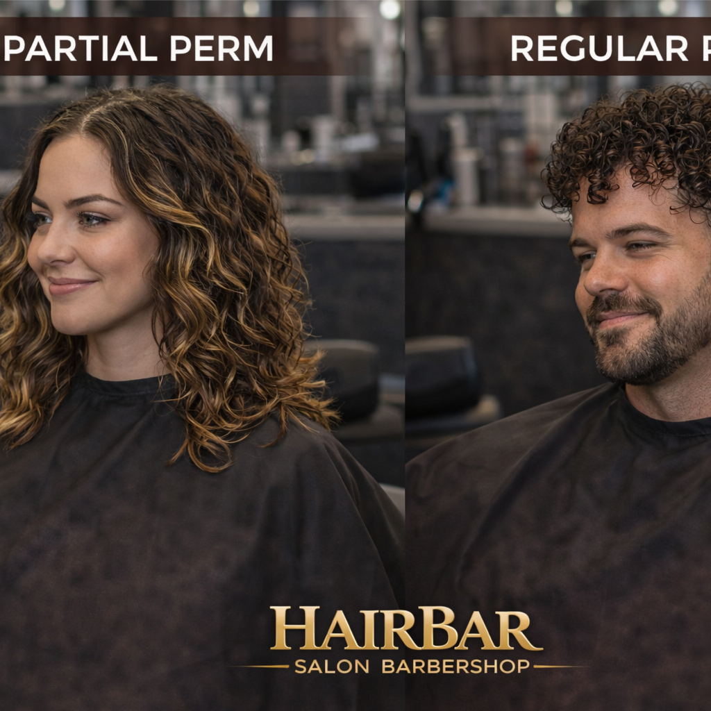 Full Head Perm at HairBar Salon BarberShop in Cross Roads, TX